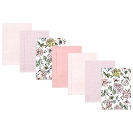 Hudson Baby Unisex Baby Cotton Flannel Burp Cloths, Vintage Blossom 7 Pack, One Size