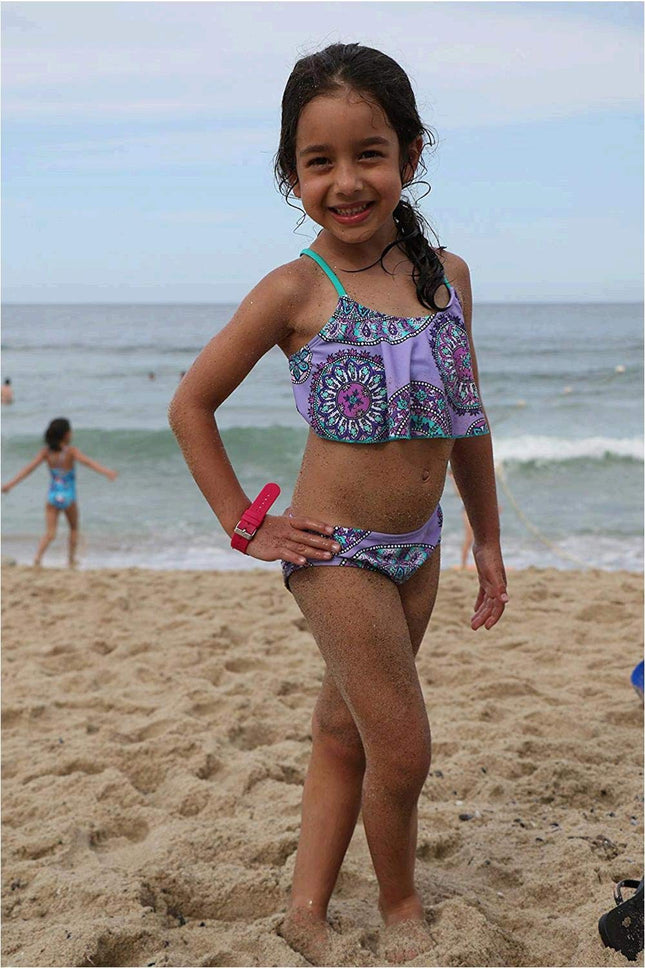 Kanu Surf Maillot de bain 2 pièces Jasmine Flounce Bikini Beach Sport pour fille, violet, 8