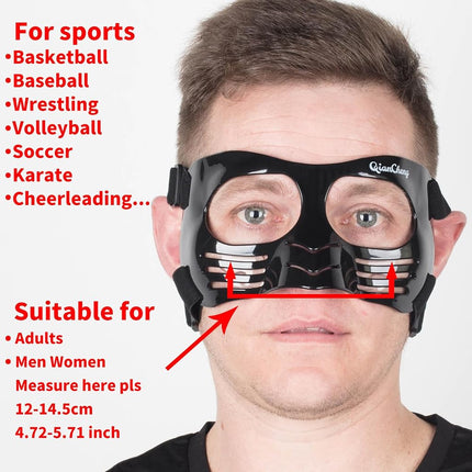 Qiancheng Nose Guard Face Shield, Protective Face Mask LX Black with Silicone Padding