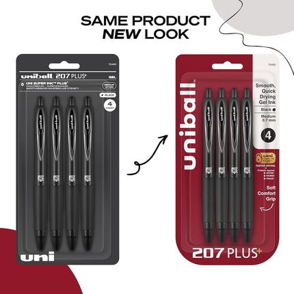 207PLUS+ Gel, 0.7MM, Black, 4pk
