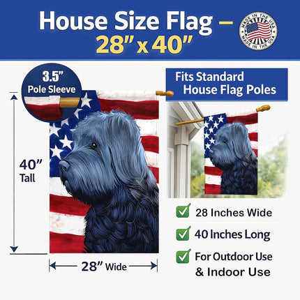 Caroline's Treasures CK6453CHF Bandera estadounidense Bouvier des Flandres, lienzo, tamaño casa, grande, multicolor