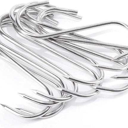 ARTOYS Meat Hooks(8 Inch 5mm), 304 Stainless Steel Heavy Duty Butcher Hook, Meat Hanger Hooks for Smoking,Grilling,Beef, Rib, Barbecue,BBQ (5-Pack MAX Load 150 Pound)