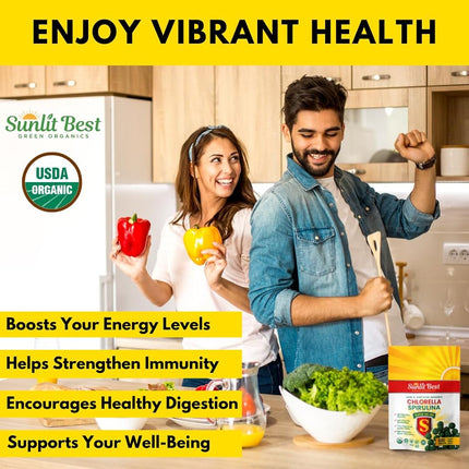 Spirulina Chlorella Cracked Cell Wall Super 50-50 Super-Pack 500 Tablets - Raw Organic Gluten-Free Non-GMO Green Superfood. High Protein, Chlorophyll & nucleic acids. No preservatives, No fillers
