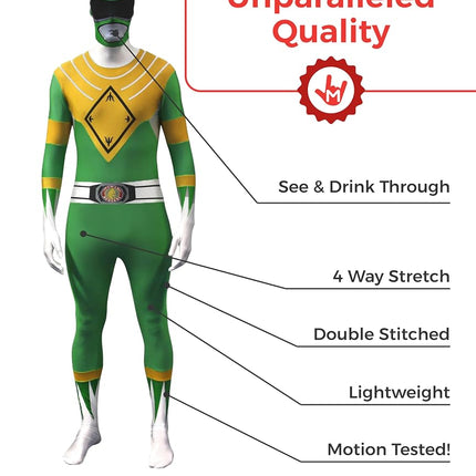Morphsuits Green Power Ranger Costume, Halloween Costume for Adults, XXL