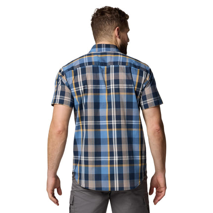 Columbia Men's Rapid Rivers II Short Sleeve Hiking Shirt Opaque, Multicolor Plaid Navy Collegiale, S