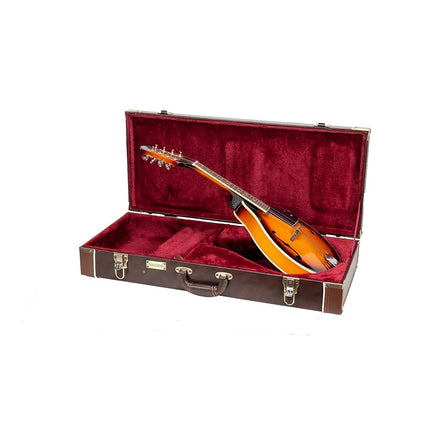 Crossrock Rectangular Wooden Case fits A-Style Mandolins, with Accessory Compartment, Stainless Steel Latches, Metal Feet-Vintage Brown (CRW620MABR-R)