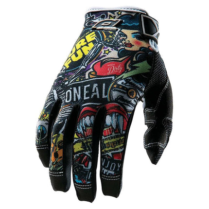 Guantes O'Neal Jump con gráficos Crank (Negro/Multicolor, Talla 11)