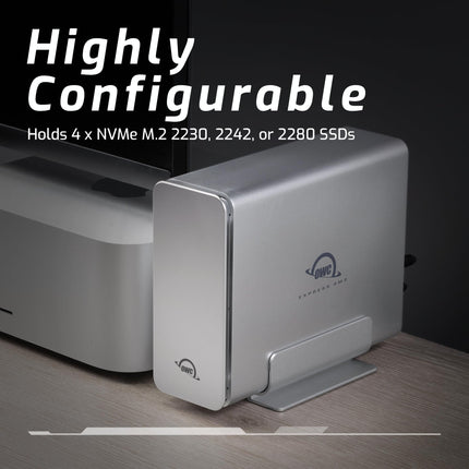OWC Express 4M2 Four-Slot External SSD Storage Enclosure for NVME M.2 SSD Drives up to 4 x 16TB Drives - USB4, Thunderbolt and USB- C, PC and Mac (Enclosure Only)