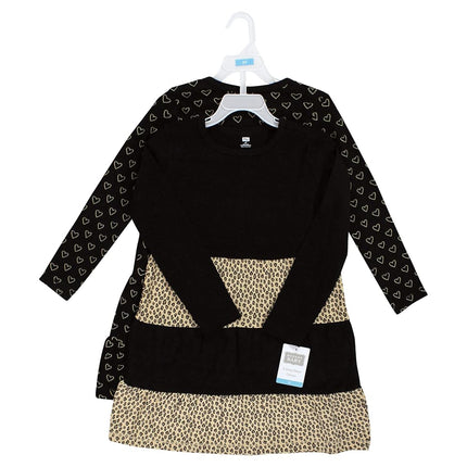 Hudson Baby Baby Girls' Cotton Dresses, Leopard Gold Heart, 5T