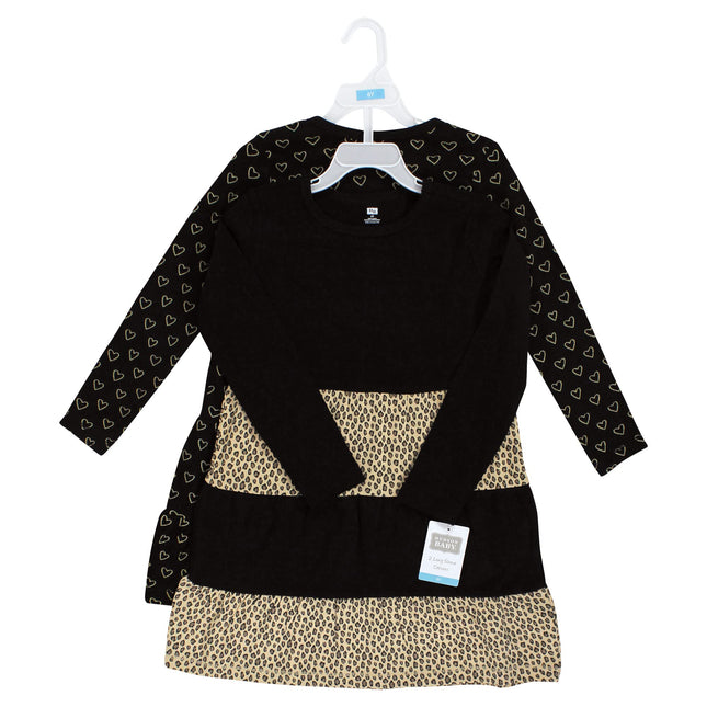 Robes en coton pour bébés filles Hudson Baby, cœur léopard doré, 8 ans