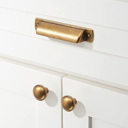 khtumeware 10 Pack 5"(128mm) Vintage Drawer Pulls Antique Brass Cabinet Bin Cup Pulls Kitchen Hardware Aged Gold Bronze Cabinet Handles Drawer Handles Knobs.