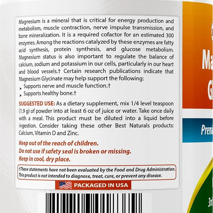 Best Naturals Magnesium Glycinate Powder - 1 Pound