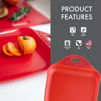 Dexas Chop & Scoop Cutting Board, 9.5 by 13 inches, Solid Red
