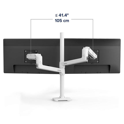 Ergotron – LX Vertical Stacking Dual Monitor Arm, VESA Desk Mount – for 2 Monitors Up to 40 Inches, 3.2-10kg Each – Tall Pole, White (45-509-216)