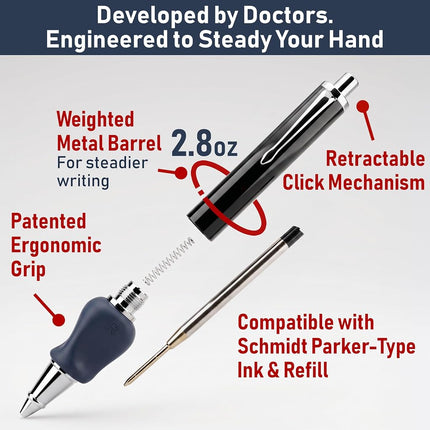 The Pencil Grip Heavyweight Weighted Ergonomic Refillable Ballpoint Pen with Grip (TPG-651)