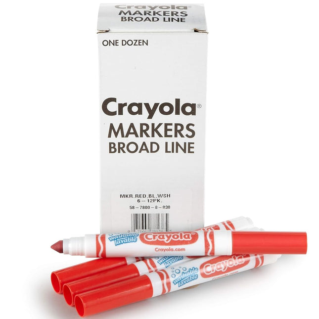 Crayola Washable Markers - Red (12ct), Kids Broad Line, Bulk for Classrooms & Teachers