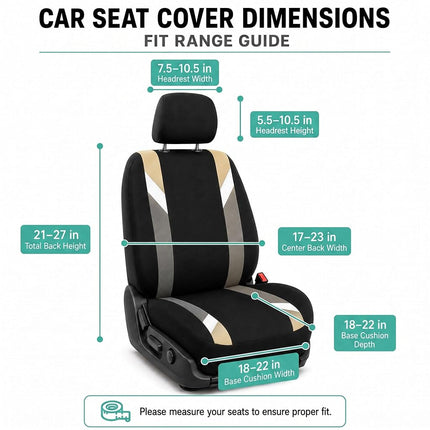 FH GROUP Front Set Cloth Car Seat Covers for Low Back Car Seats with Removable Headrest, Universal Fit, Airbag Compatible Seat Cover for SUV, Sedan, Van, Beige