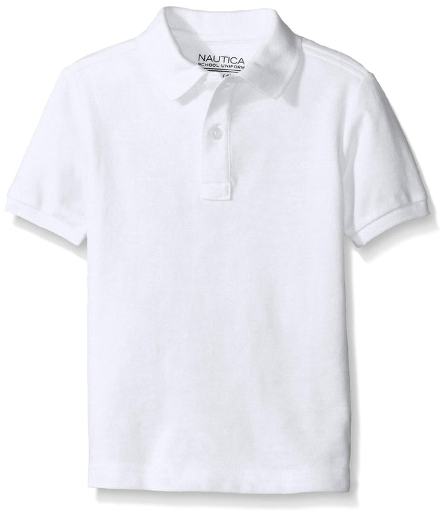 Nautica Boys' Toddler Short Sleeve Polo, White 3T