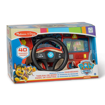 Melissa & Doug - Paw Patrol Wooden Dashboard and Steering Wheel, Rescue Mission with Skye, Rubble, Marshall, Chase, Educational Game, 3+ Years, Gift for Boys and Girls
