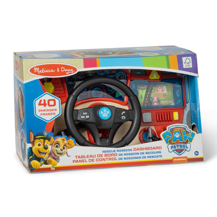 Melissa & Doug - Paw Patrol Wooden Dashboard and Steering Wheel, Rescue Mission with Skye, Rubble, Marshall, Chase, Educational Game, 3+ Years, Gift for Boys and Girls