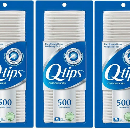 Q-tips Cotton Swabs, 500 Count (Pack of 3)