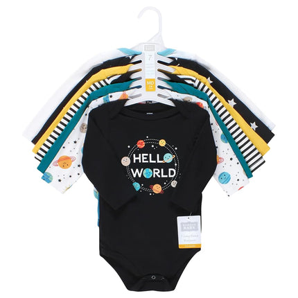 Bodysuits de algodón de manga larga unisex para bebé Hudson Baby, Happy Planets, Prematuro