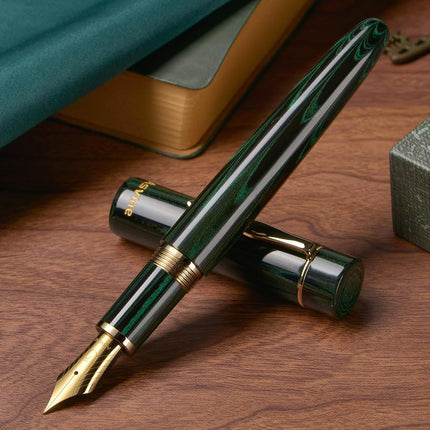 Asvine C2000 Germany Cumberland Ebonite Fountain Pen #8 Fine Nib, Large Handcraft Pen with Converter Pen Box Collection Set- Green