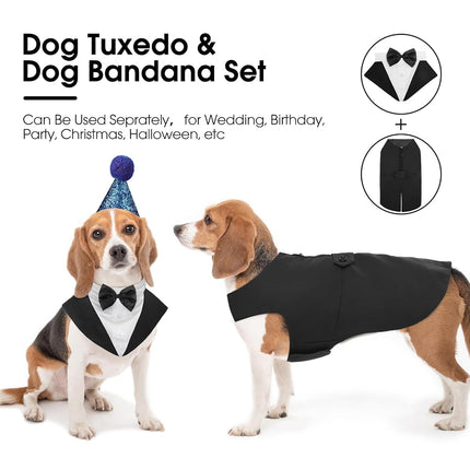 Kuoser Dog Tuxedo, Dog Suit and Bandana Set, Dogs Costume with D-Ring