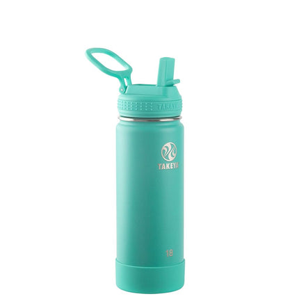 Takeya 885395512037 Actives Insulated Stainless Steel Bottle, Straw Lid Teal 18oz