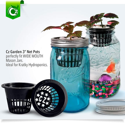 Cz Garden Supply Paniers en filet de 3 pouces à jante large, robustes - Orchidées • Aquaponie • Aquaculture • Hydroponie Mailles fendues pour bocaux Mason à large ouverture Kratky