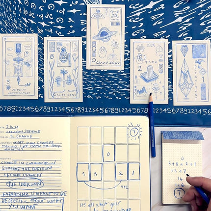 Prisma Visions The Cerulean Sequence Numerology Oracle Deck with hardcover Guidebook, Unique Hand-Drawn Style and Keepsake Box. Decode The Cipher and Uncover The Story Behind The Cards.