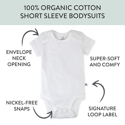 HonestBaby 5 Pack Girls Short Sleeve Bodysuit 100% Organic Cotton Baby Bodysuit, Sunset Beach, 0 mois