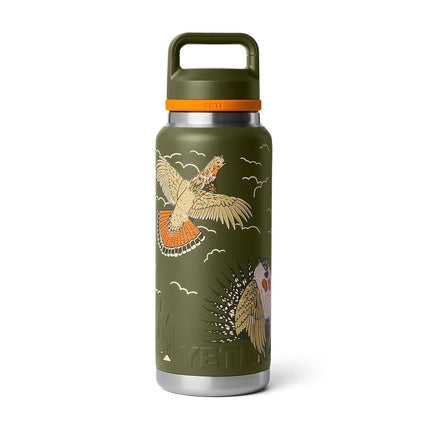 YETI Rambler 36 oz Bottle, Leakproof, Vacuum Insulated, Stainless Steel with Chug Cap, Upland Birdie Olive