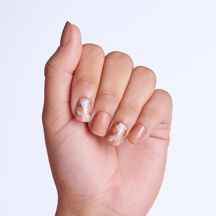 KISS imPRESS No Glue Mani Press On Nails, Design, 'Kingdom', Pink, Short Size, Squoval Shape, Includes 30 Nails, Prep Pad, Instructions Sheet, 1 Manicure Stick, 1 Mini File