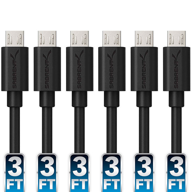 SABRENT [6-Pack 22AWG Premium 90 cm Micro USB Cabl