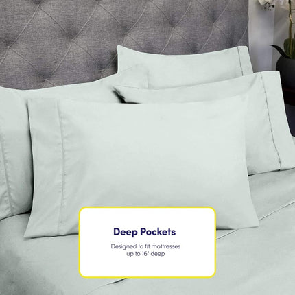 Sweet Home Collection Quality Deep Pocket Bed Sheet Set-2 Extra Pillow Cases, Value, Twin XL, Mint, 4 Piece