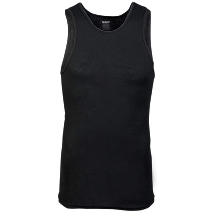Gildan Men's A-Shirt Tanks, Multipack, Style G1104 Underwear, Black (6 Pack), XL (Pack of 6)