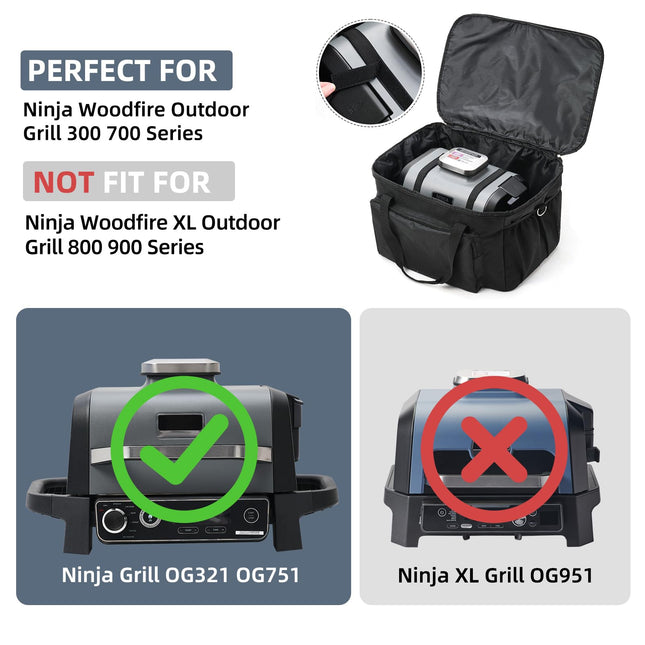 TRAVELIT Bolsa de transporte para barbacoa exterior Ninja Woodfire, bolsa de transporte impermeable para parrilla ahumador Ninja OG701, accesorios para barbacoa exterior, estuche de transporte con