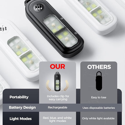 Personal Safety Alarm for Women, gliship Loud 130DB Siren self Defense Keychain with 3 Colors LED Strobe Safety Lights Rechargeable Taillight Clip On Alarm for Running Women Men Children Elderly