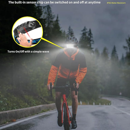 Smiling Shark Rechargeable Headlamp, 230°Wide Angle 6*White Light the Brightest LED Head Lamp with Motion Sensor Waterproof Headlight for Camping Hiking Outdoor, Head-Lamp-LED-Frontale-Rechargeable
