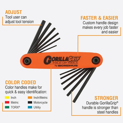 Sutton Tools Bondhus Ball End L-Wrench Set with Gorilagrip Fold-Up Wrench (34 Pieces)