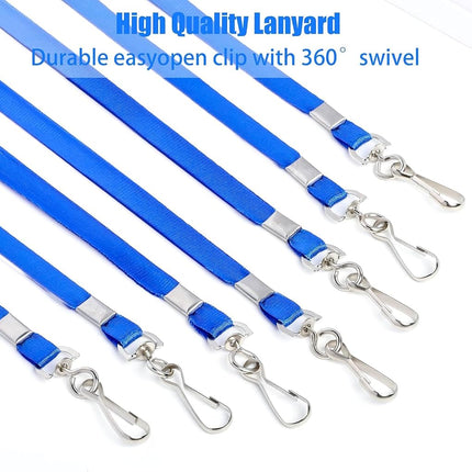 LOCONHA 100 Pack Blue lanyards Lanyards for Id Badges Lanyards Safety Badge Lanyard 18" with Swivel Hook (100, Blue)