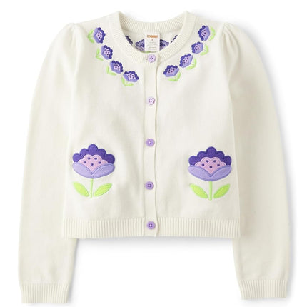 Gymboree Cárdigan de manga larga con botones para niñas y bebés, cola de conejo lavanda, 18-24 meses