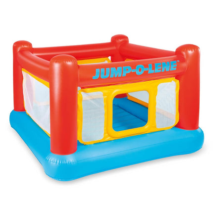 Intex Inflatable Jump-O-Lene Indoor or Outdoor Playhouse Trampoline Bounce Castle House with Crawl-Thru Door and Net for Kids Ages 3-6