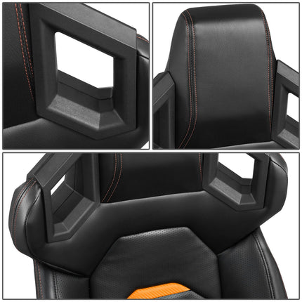 DNA MOTORING Pair of Universal Reclinable Racing Seats with Sliders,20.5" W X 23" D X 37" H, Orange, RS-JBR-007-OG