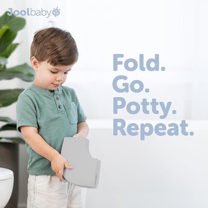 Jool Baby Folding Travel Potty Training Seat for Toddlers, Fits Round & Oval Toilets, Non-Slip Suction Cups, Includes Free Travel Bag (Grey)