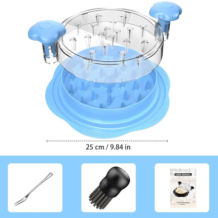Chicken Shredder Tool Twist Large Meat Shredder with Brush&Fork, Sky Blue