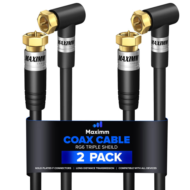 Maximm Coaxial Cable RG6 Right Angle 90�, 3 ft, Tr