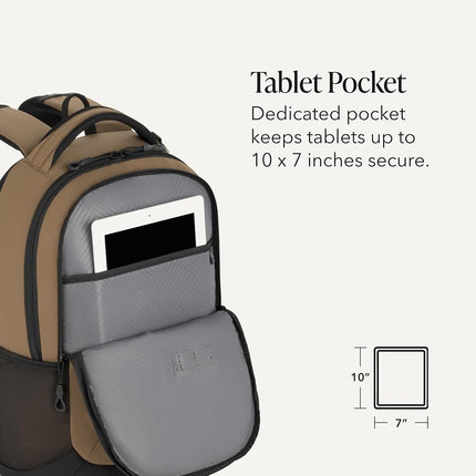 SWISSGEAR Cecil Laptop Backpack Fits up to 16-Inch Laptop, Daypack for Travel and Work, Pastel Brown/Black, 18-Inch