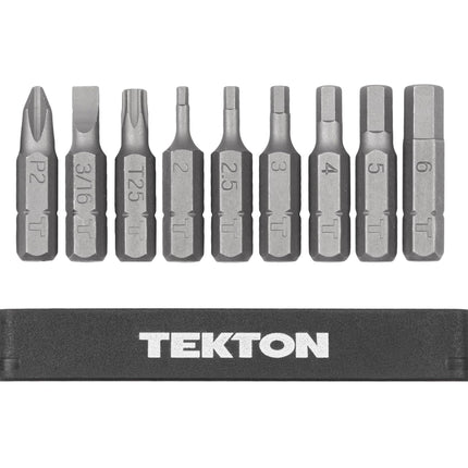 TEKTON 1/4 Inch Bicycle Bit Set with Rail, 9-Piece (#2, 3/16 in., T25, 2-6 mm) | DZZ93003